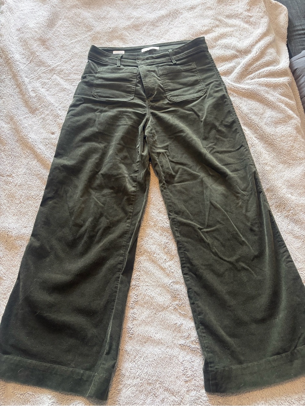 LOFT Palmer Wide Leg Pants in Dark Olive Green